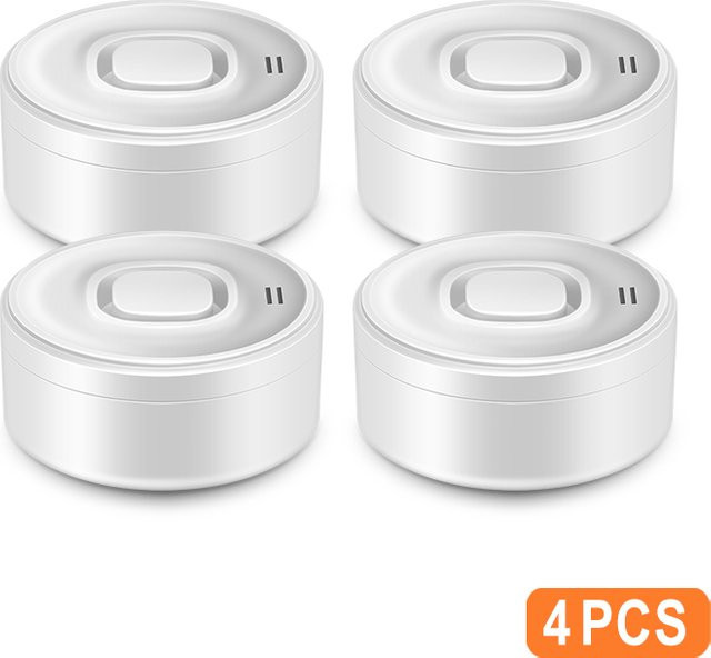 DYGSM 4er-Pack Wasserleck-Alarmmelder in Weiß mit 100 dB Alarm und IP55 Wasserdichtigkeit - Bild 1