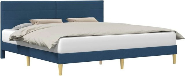 vidaXL Bettrahmen mit Kopfteil in Blau aus Stoff, B/T: 180 x 200 cm - Bild 1