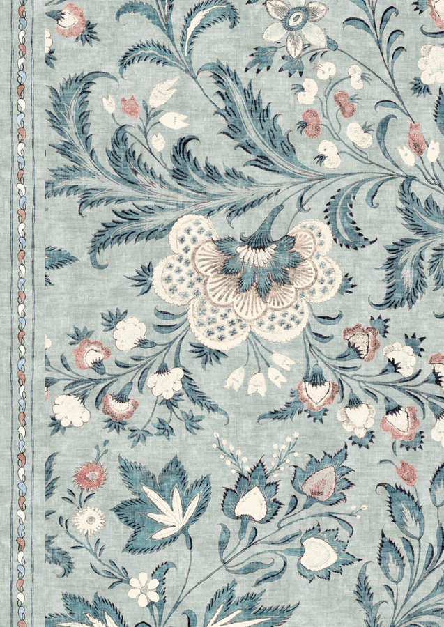 Lewis & Wood Tapete Coromandel Persian in Blau mit floralem und botanischem Design, Non-Woven, Breite: 134 cm, Länge: 122 cm - Bild 1