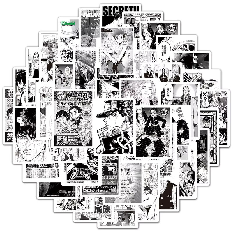 Mix Anime Aufkleber Set mit Motiven aus Jujutsu Kaisen, Hunter x Hunter und Angriff auf Titan, mehrfarbig, aus Papier für Laptop, Telefon und Gepäck - Bild 3