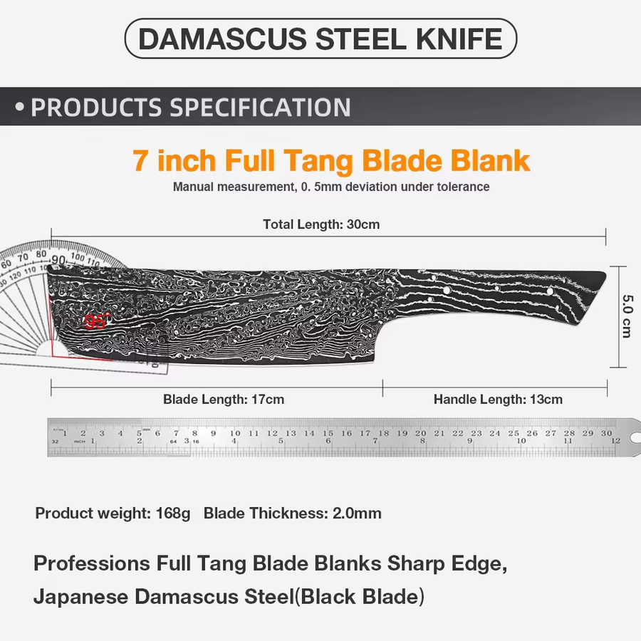 Xituo Nakiri-Messer aus Damaststahl mit schwarzer Klinge und Full Tang für deine DIY-Kochmesserherstellung - Bild 2