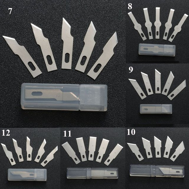 10er Set Metall Skalpell Messer mit Klingen für Handwerk und Präzisionsarbeiten in Silber - Bild 1