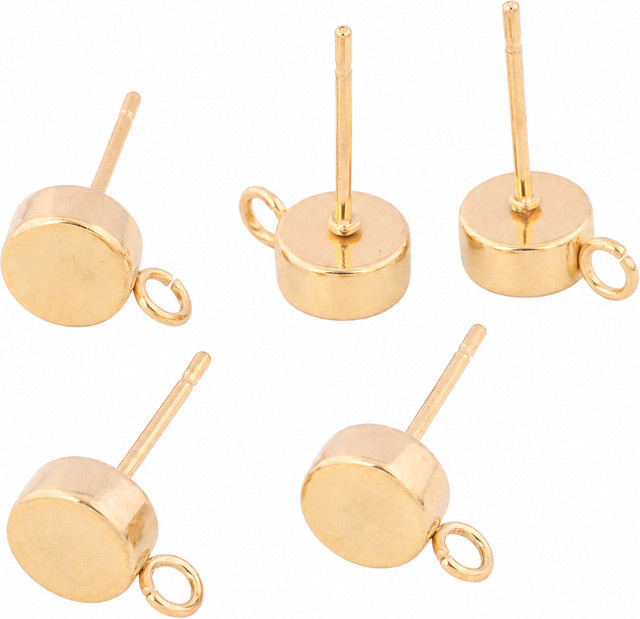 Ohrstecker-Verbinder Edelstahl, vergoldet, 6 mm, Gold, Unisex - Bild 1