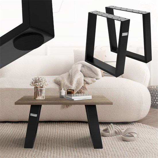 2er Set Tischkufen und Bankkufen von ML-Design aus Metall mit 80 Grad Neigung, Farbe Schwarz matt, B/H: 40 x 43 cm, Profil: 8 x 2 cm - Bild 1