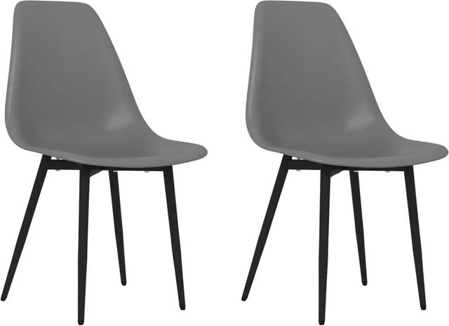 Set aus 2 vidaXL Esszimmerstühlen in Grau aus Polypropylen mit pulverbeschichtetem Metallgestell im minimalistischen Design - Bild 1