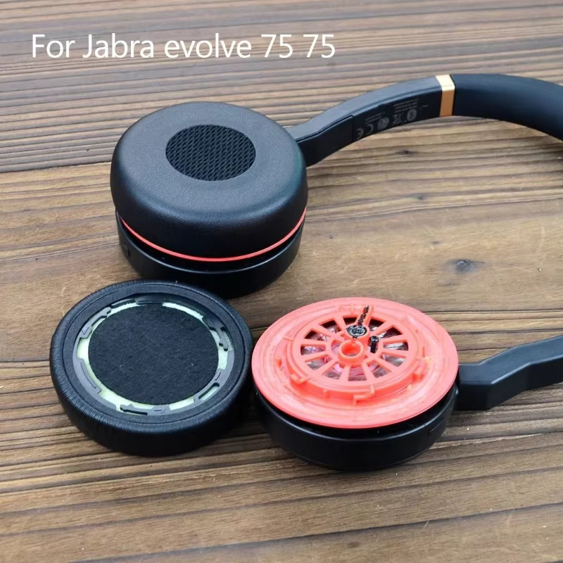 CHONGJIZHE Ersatz-Ohrpolster aus weichem Leder für JABRA Evolution 75 und 75+, Farbe: Schwarz - Bild 3