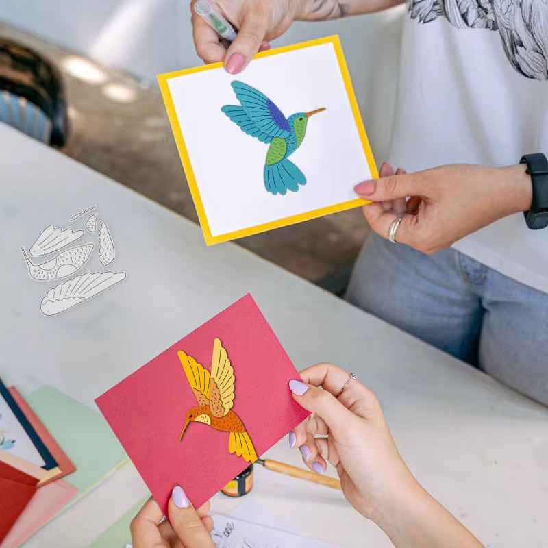 2 Stück geschichtete Kolibri-Stanzformen aus Kohlenstoffstahl für DIY-Karten und Papierprägungen - Bild 2