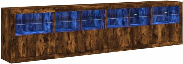 vidaXL Sideboard modern in Räuchereiche mit integrierter LED-Beleuchtung, Farbe Braun, B/T/H: 283 x 37 x 67 cm - Bild 1