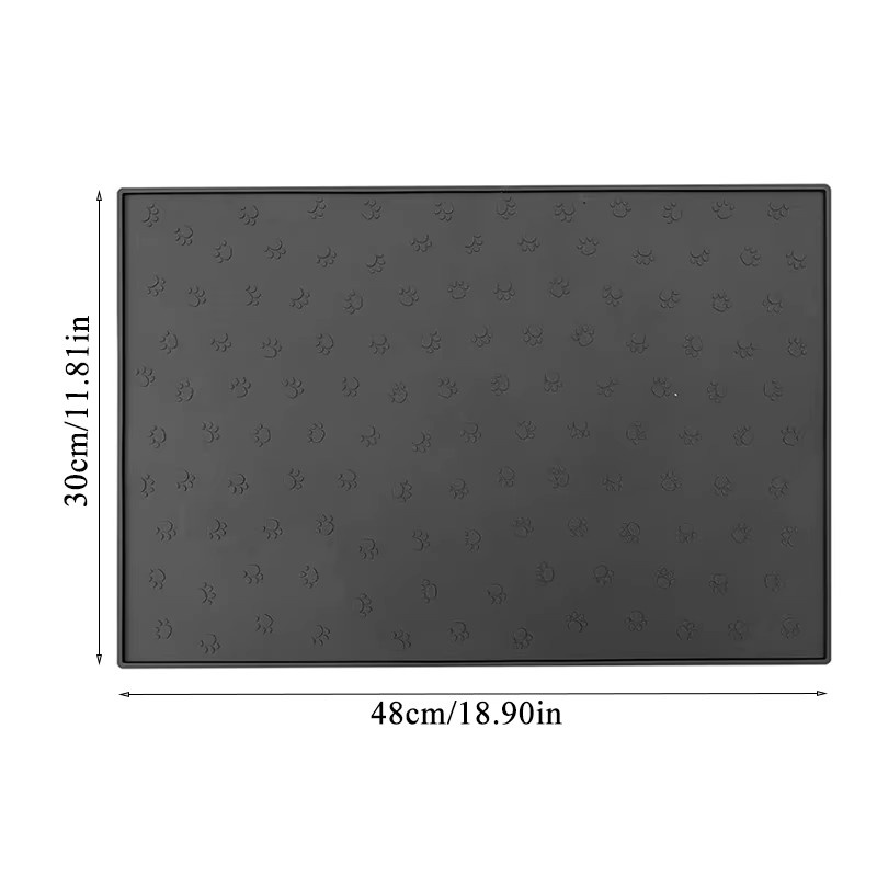 Rutschfeste Silikon-Futtermatte von pawstrip für Hunde und Katzen, wasserdichtes Haustier-Tischset in Schwarz und Grau, B: 48 cm, T: 30 cm - Bild 6