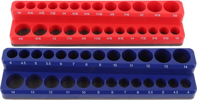 Igeteck Magnetischer Stecknuss-Organizer 14 Zoll in Rot für metrische und SAE Stecknüsse - Bild 1