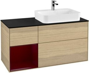 V&B Waschtischunterschrank Finion mit Wandbeleuchtung in Eiche und Beige, Breite: 120 cm, Tiefe: 50,1 cm, Höhe: 50,1 cm - Bild 1