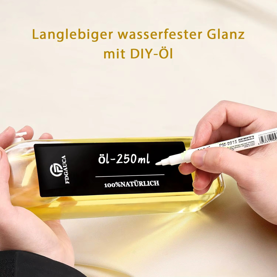 SIAZIH Öl- und Essigspenderflaschen aus Glas mit schwarzen Etiketten, transparent, 250 ml, 6er-Pack - Bild 4