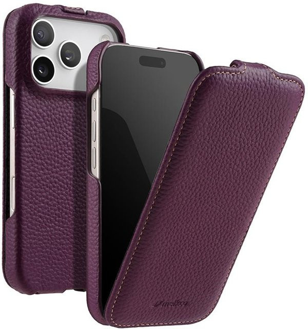 Melkco Magnetische Leder Flip Case für iPhone 17 Pro Max und iPhone 17 Air aus echtem Rindsleder in Violett - Bild 1