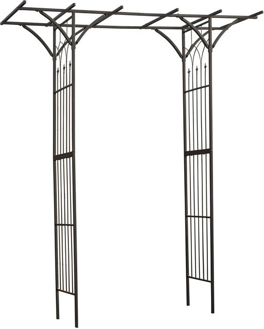 Nature Metallrosenbogen in gerader Form aus Stahl in Schwarz, B/T/H: 232 x 114 x 66 cm - Bild 1