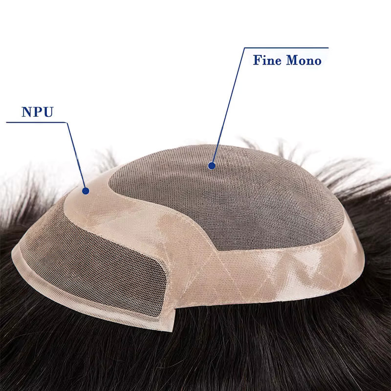 EHairc Toupet Männer, Lace Front & Mono Top, 100 % Echthaar, Herren - Bild 2