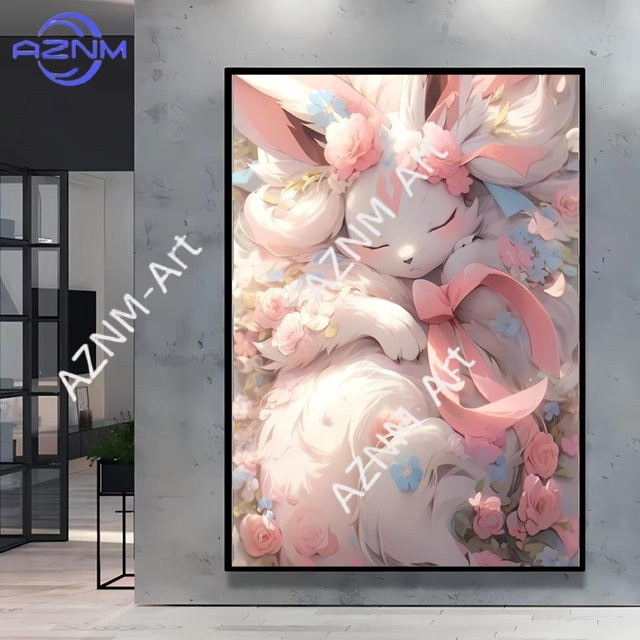KAYOU Pokemon Evoli Wandkunst Dekorationsgemälde mit niedlicher Cartoon-Figur in Mehrfarbig für das Kinderzimmer - Bild 1