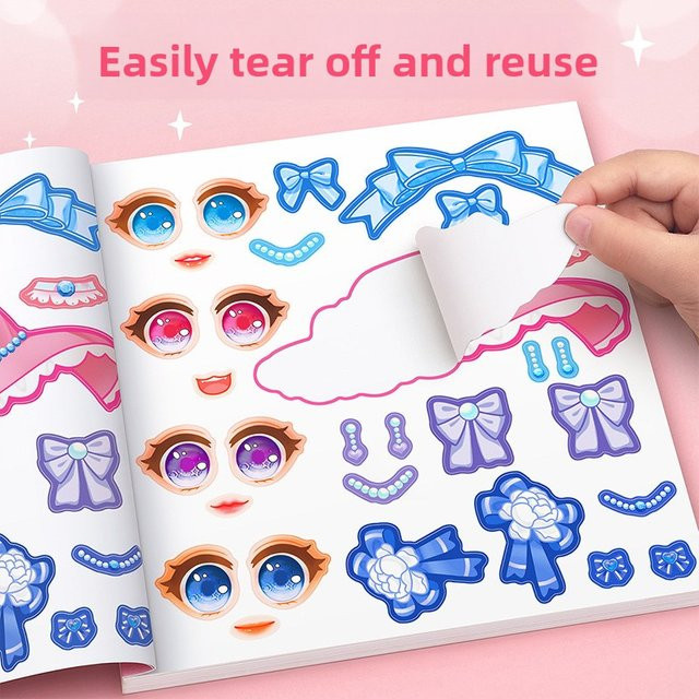 Cartoon-Prinzessin Make a Face Puzzle-Aufkleber, Bunt, Set / Bundle - Bild 1