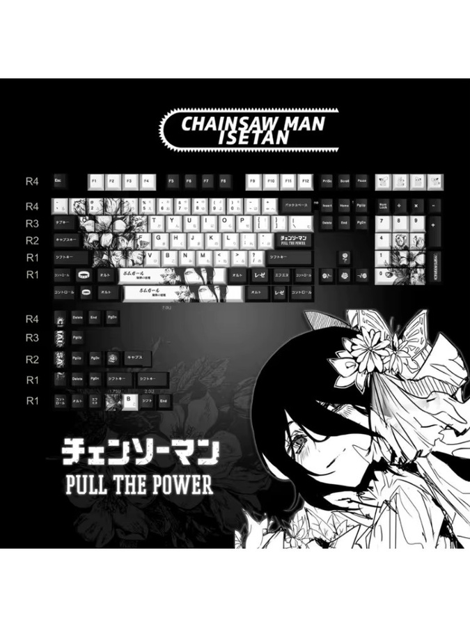 Reze Tastenkappen im Chainsaw Man Anime-Design aus PBT mit Dye-Sub-Verfahren, 123-Tasten-Set im Cherry-Profil für mechanische Tastaturen - Bild 6