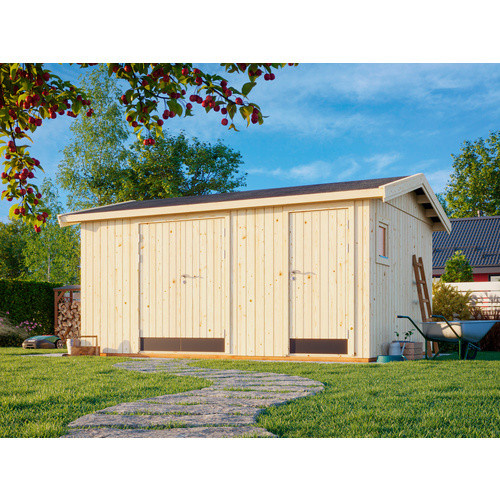 Palmako Elementhaus Olaf Gartenhaus aus Fichtenholz mit Satteldach in Braun, B/H/T: 505 x 261 x 368 cm - Bild 2