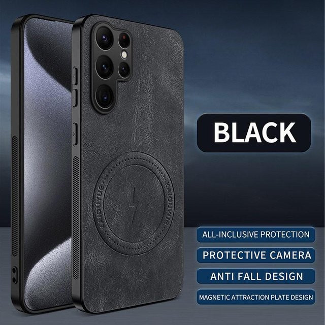 Samsung Galaxy S26 S26 Plus S26 Ultra Nappalederhülle in Schwarz mit magnetischem Vollständigen Sturzschutz - Bild 1