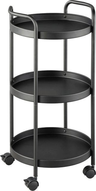 Mömax Servierwagen Justus in Schwarz aus Metall mit Rollen im modernen Design, H x B x T: 72,5 x 39,5 x 35,5 cm - Bild 1