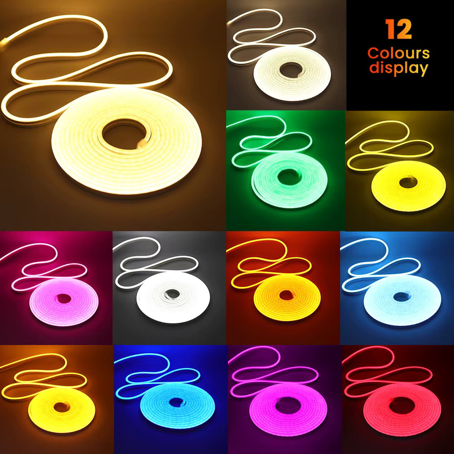 KISUFU Solar LED Neon-Lichtstreifen RGB Multicolour mit 8 Modi, 24V, 120 LEDs/m, für Innen- und Außenbeleuchtung - Bild 4