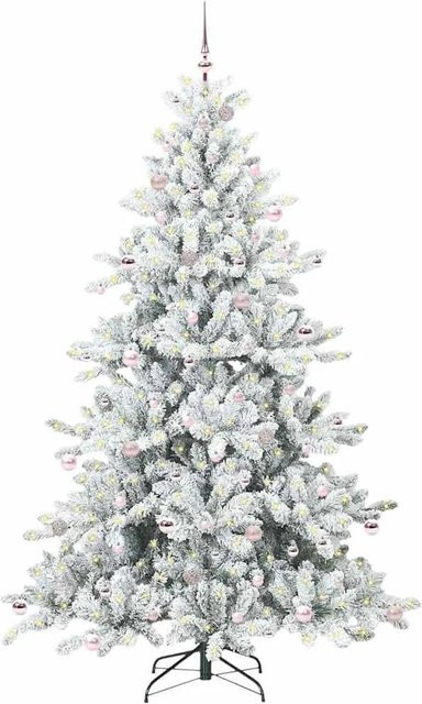 vidaXL Künstlicher Klappbarer Weihnachtsbaum in Schwarz mit 300 Warmweißen LEDs aus PVC und Metall, Höhe: 240 cm - Bild 1