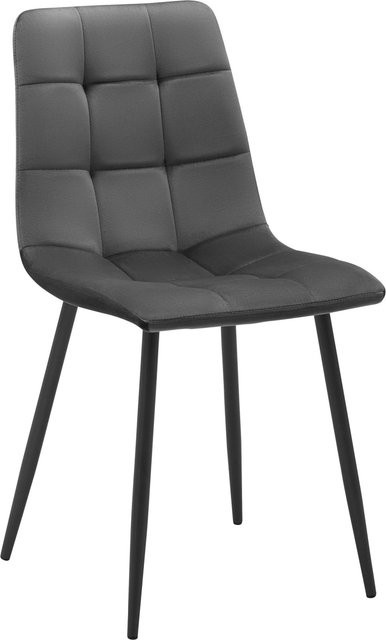 Bessagi Home Stuhl Ria Dunkelgrau Samt Gepolstert mit Metallgestell B/T/H: 43,5 x 41,5 x 87,0 cm - Bild 1