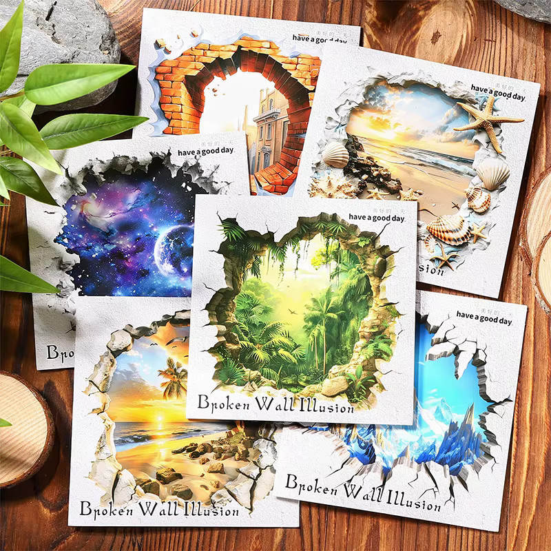 10 Stück Wandöffnung Illusion Dekorationsaufkleber für DIY Tagebuch, Scrapbooking und Junk Journal in Multicolour - Bild 1