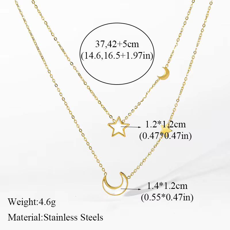 EILIECK Halskette mit Mond Sterne Anhänger, Edelstahl, Gold, Damen - Bild 2