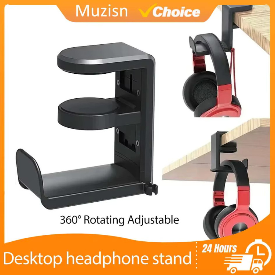 Muzisn 360 Grad drehbarer und verstellbarer Tischclip mit Haken für Gaming-Kopfhörer in Pink oder Schwarz - Bild 4