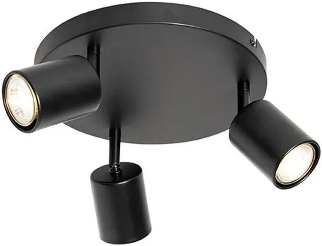 QAZQA Java Moderne Deckenlampe Schwarz, Rund, 3-flammig, verstellbar und dimmbar, aus Stahl, GU10 - Bild 1