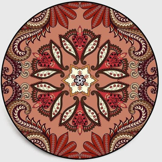 Runder Teppich im ethnischen Vintage-Mandala-Stil von Binchi Furniture, braun, Durchmesser: 40 cm - Bild 1
