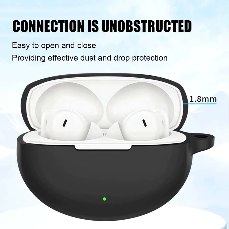 Kratzfeste Silikon-Schutzhülle für OPPO Enco Air 5 Pro Wireless-Kopfhörer in Grün mit Haken - Bild 2