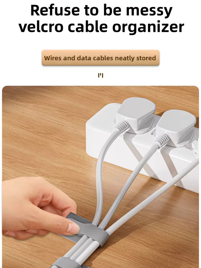 Wiederverwendbare Nylon-Kabelbinder in Grau zur Kabelorganisation für Maus, Kopfhörer und andere Geräte - Bild 4