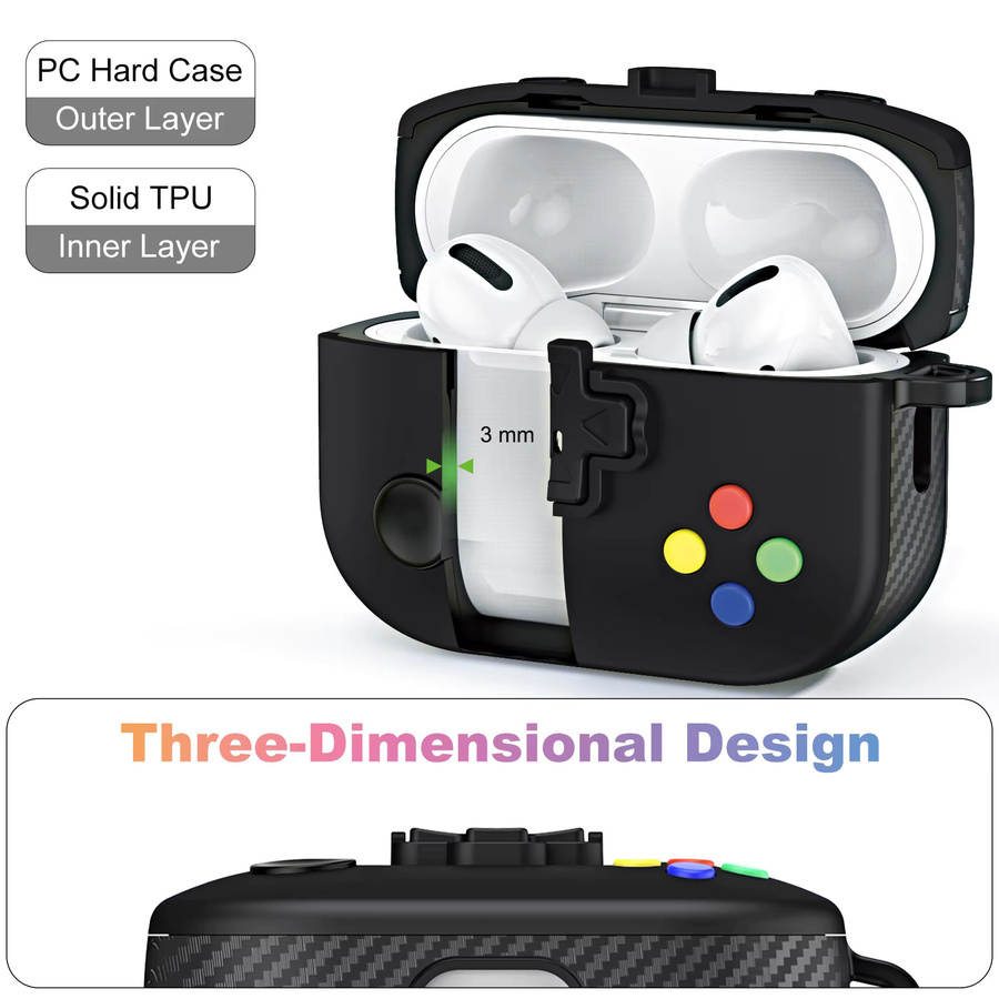 Schutzhülle im Cool Game Style für Apple AirPods Pro 2. Generation in Schwarz und Weiß - Bild 2