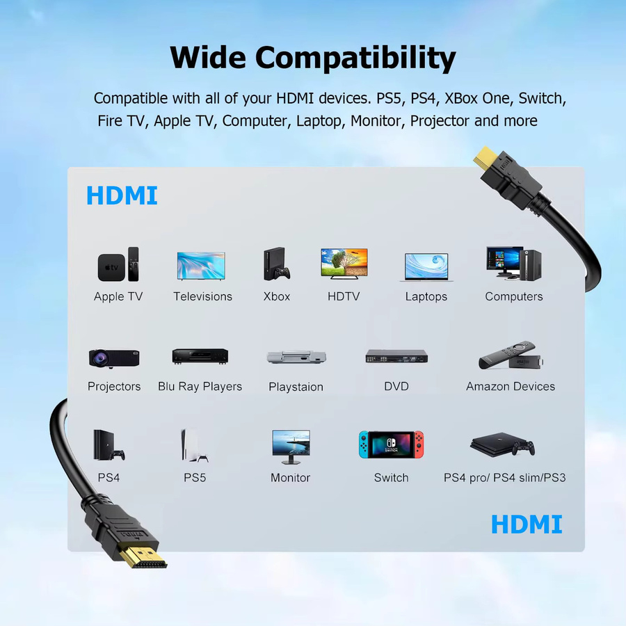 YYTEEK 2er-Pack HDMI 2.0 Kabel in Schwarz mit 18Gbps, 4K60Hz, 2K und ARC Unterstützung - Bild 6