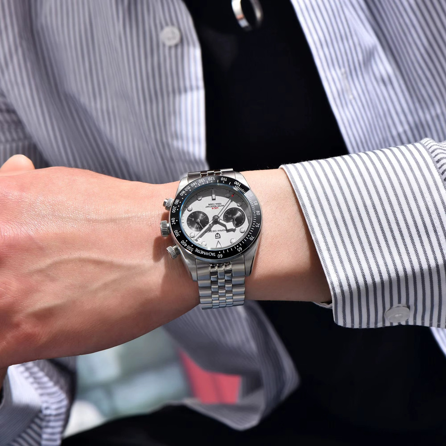 PAGANI DESIGN Chronograph, Quarz, Edelstahl, Schwarz, Weiß, Herren - Bild 2