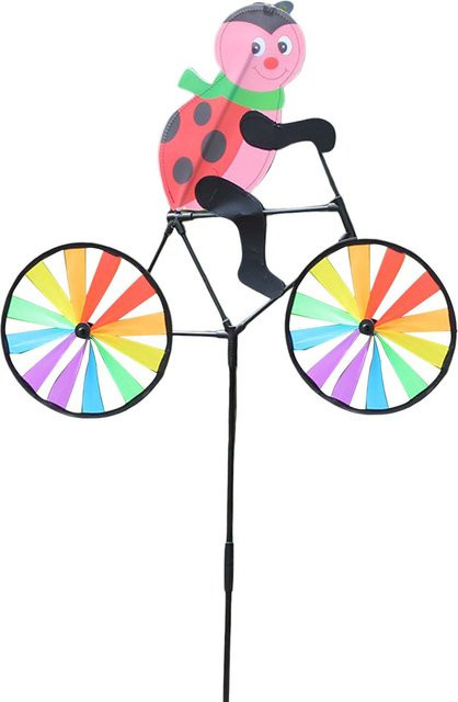 Mellow Home Windspiel 3D-Tier auf Fahrrad als bunte Windmühle zur Gartendekoration - Bild 1
