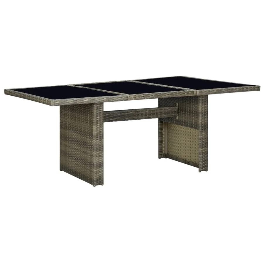 vidaXL Gartentisch aus Polyrattan und Hartglas in Braun, ausziehbar und rechteckig - Bild 2
