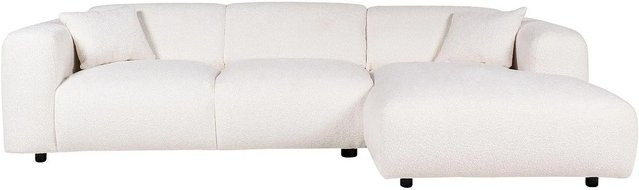 Vente-unique Sofa Pogni in Weiß mit Bouclé-Stoff, L-Form, ohne Schlafmöglichkeit - Bild 1