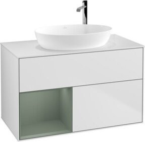 V&B Waschtischunterschrank Finion 100 mit Wandbeleuchtung, Farbe Weiß lackiert, B/T/H: 100 x 50,1 x 50,1 cm - Bild 1