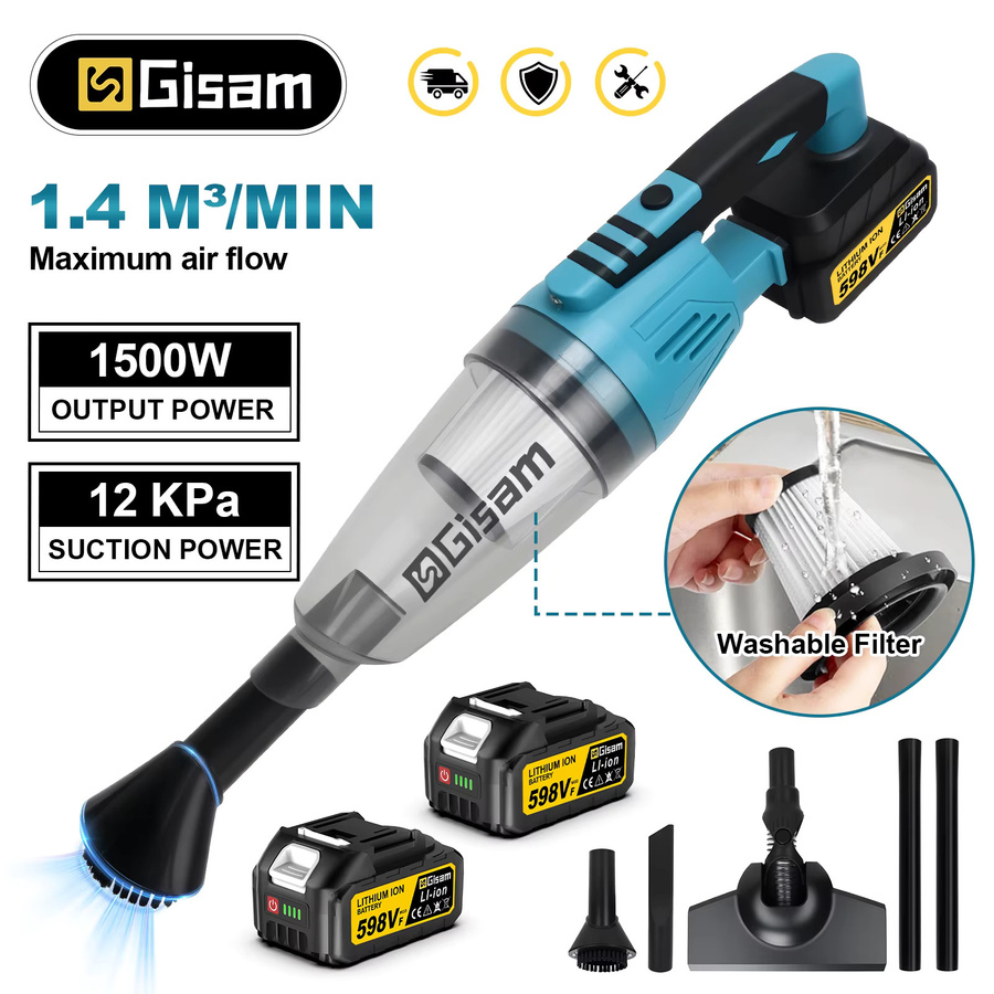 Gisam Akku Handstaubsauger Multifunktions-Reiniger für Makita 18V Akku, Blau - Bild 6