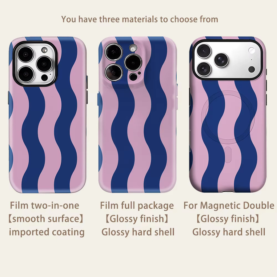 Potdemiel Handyhülle Blush & Blue Wave für iPhone 17 16 15 14 13 Pro Max Plus, robuste doppelschichtige Hülle mit Magnetfunktion, Pink und Blau - Bild 2
