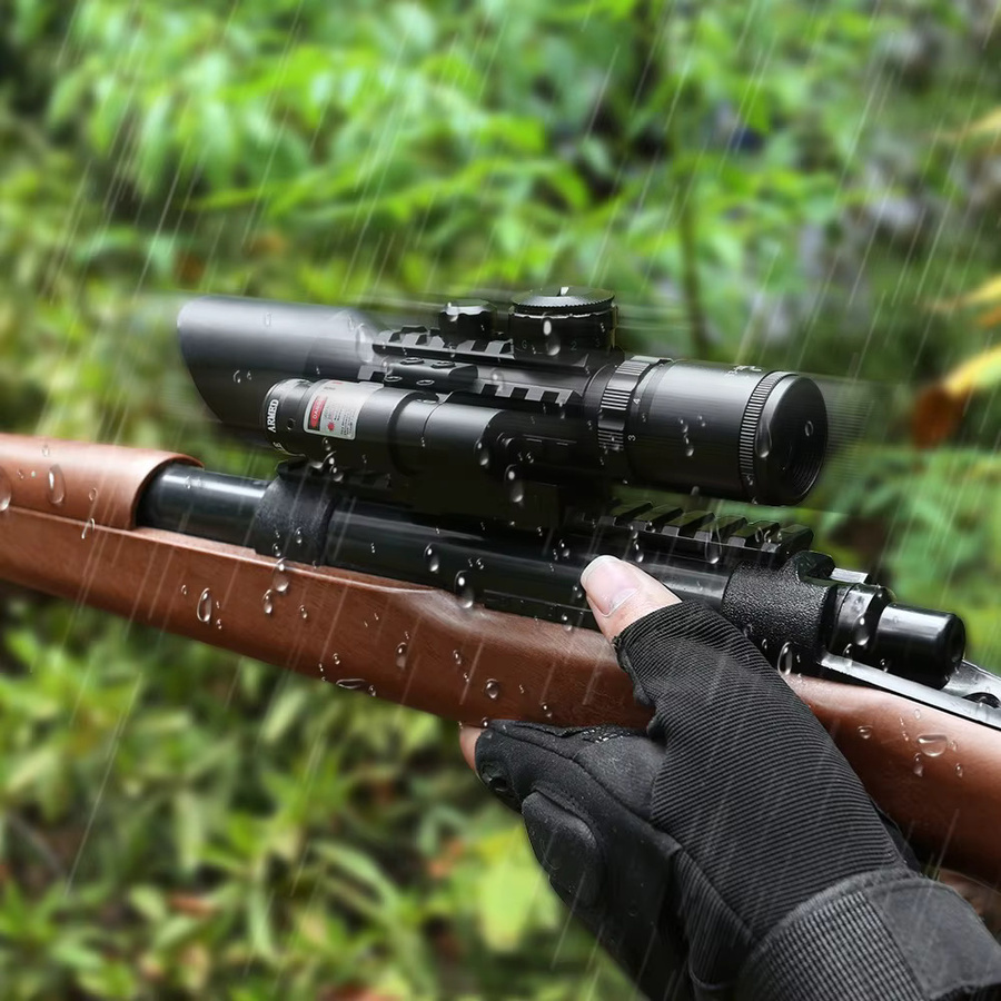 3-10X42 Teleskop-Zielfernrohr mit Laservisier und rot-grün beleuchtetem Mil-Dot-Absehen in Schwarz, Rot und Grün - Bild 5