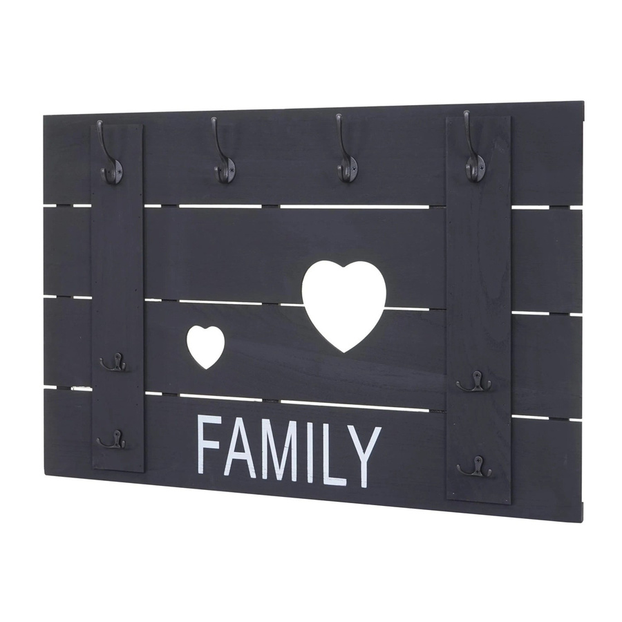 Wandgarderobe MCW C89 Family aus Paulowniaholz im Shabby-Look Vintage mit 8 Haken, Farbe: Anthrazit, B: 60 cm, H: 90 cm - Bild 3