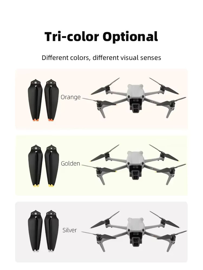 DJI Ersatz-Propellerblätter mit Schnellverschluss für Air 3 und Air 3S Quadcopter Drohne in Schwarz und Orange - Bild 2