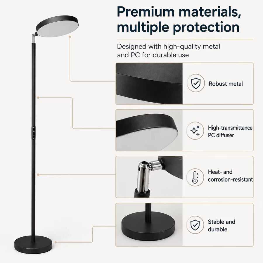LEOEU LED-Stehlampe mit RGB-Farbwechsel, moderne 2-teilige Stehleuchte aus Metall in Schwarz, mehrfach winkelverstellbar, Höhe: 180 cm, Breite: 25 cm, Tiefe: 25 cm - Bild 3
