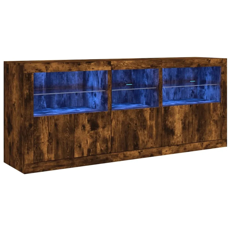 vidaXL Sideboard modern in Räuchereiche mit integrierter LED-Beleuchtung, B/T/H: 162 x 37 x 67 cm - Bild 2