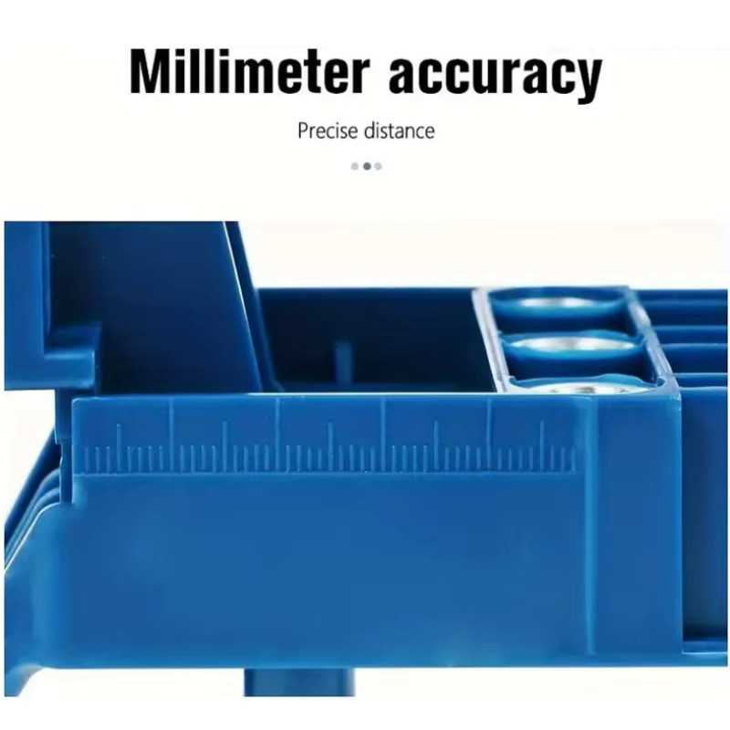 Handheld Dübelbohrer Guide und Lochlocator für die Holzbearbeitung in Blau mit 6mm, 8mm und 10mm Bohreroptionen - Bild 4